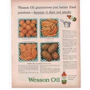 Wesson Cooking Oil Magazine Advertisement 1957 Vintage Potatoes Mid Century